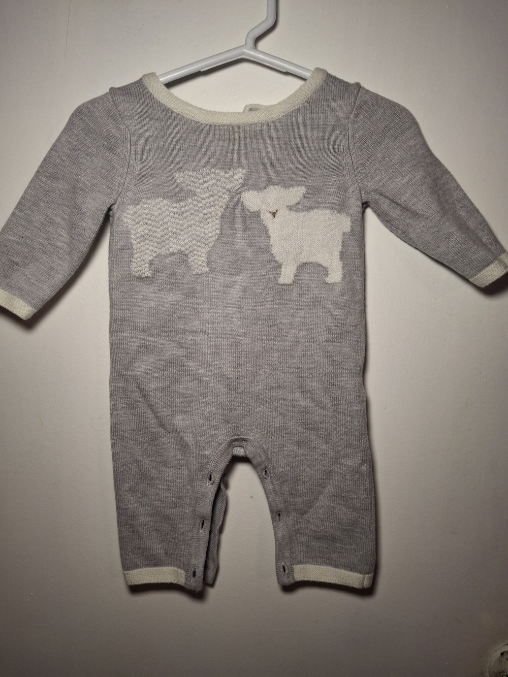 Janie and Jack Gray and Cream Lamb Knit One-Piece